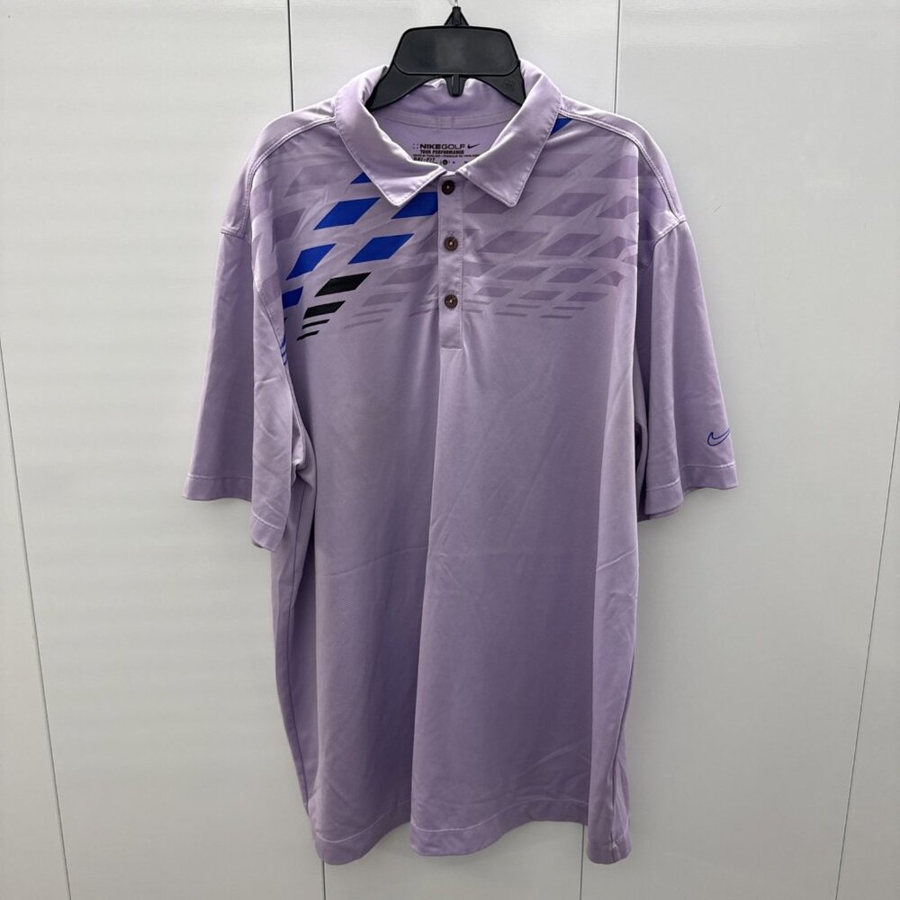Nike Golf Tour Performance Dri-Fit Polo Shirt-Purple W/ Graphic. Men's Size‎ XL